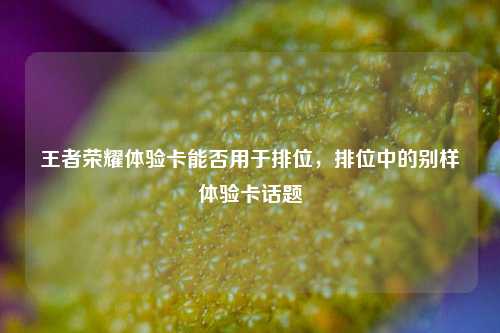 王者荣耀体验卡能否用于排位，排位中的别样体验卡话题