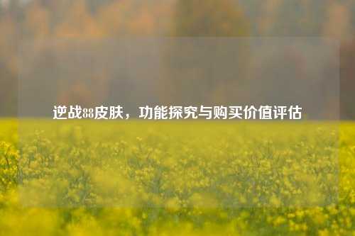 逆战88皮肤，功能探究与购买价值评估