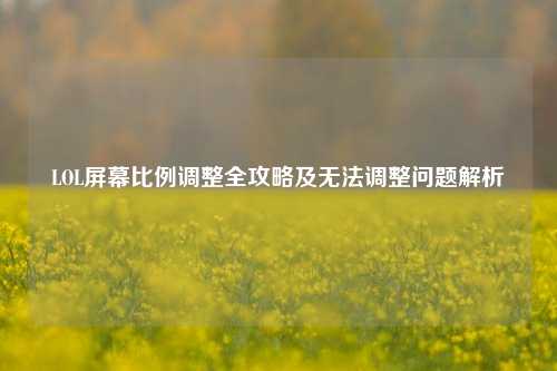 LOL屏幕比例调整全攻略及无法调整问题解析