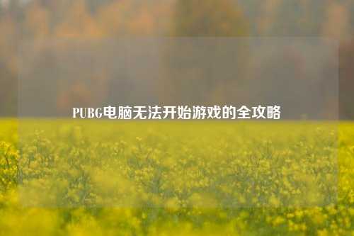 PUBG电脑无法开始游戏的全攻略