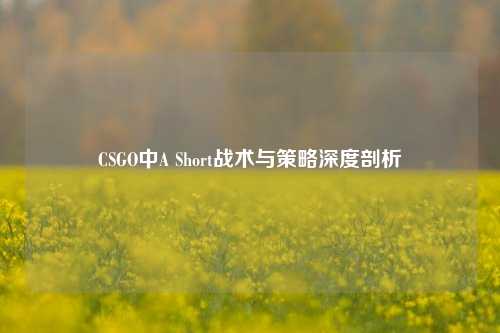 CSGO中A Short战术与策略深度剖析
