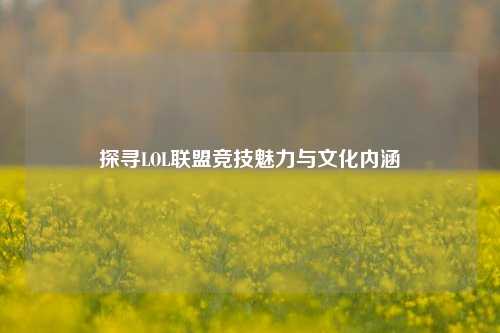 探寻LOL联盟竞技魅力与文化内涵
