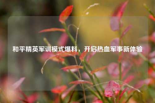 和平精英军训模式爆料，开启热血军事新体验